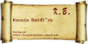 Kocsis Balázs névjegykártya